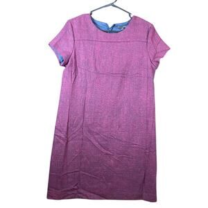 Banana Republic Womens Dress Red Tweed Short Sleeve Back Zip Stretch Small
